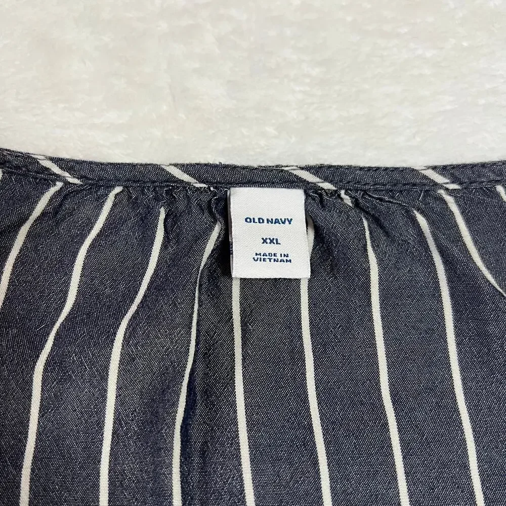 Old Navy V-Neck Stripe Cap Sleeve Blouse Size XXL Coastal Nautical Casual Party - Picture 5 of 11